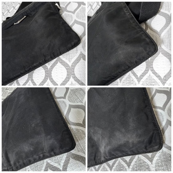 Authentic PRADA Vintage Tessuto Nylon Saffiano Flat Small Crossbody Bag Black - Picture 8 of 13